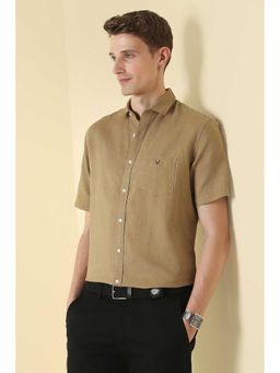 Allen Solly - Men Khaki Classic Fit Solid Half Sleeves Casual Shirt