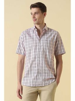 Allen Solly - Men White Classic Fit Check Half Sleeves Casual Shirt