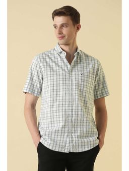 Allen Solly - Men White Classic Fit Check Half Sleeves Casual Shirt