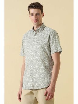 Allen Solly - Men Olive Classic Fit Print Half Sleeves Casual Shirt
