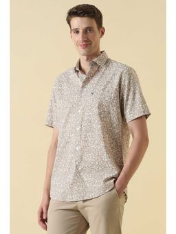 Allen Solly - Men Beige Classic Fit Print Half Sleeves Casual Shirt