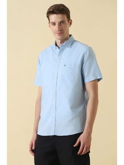 Allen Solly - Men Light Blue Classic Fit Solid Half Sleeves Casual Shirt