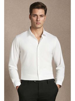 Louis Philippe - Men White Solid Full Sleeves Casual Shirt