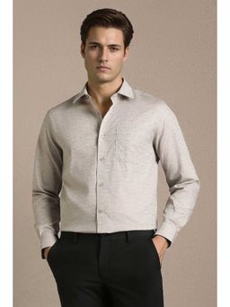 Louis Philippe - Men Grey Textured Full Sleeves Formal Shirt