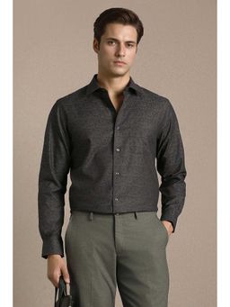 Louis Philippe - Men Black Print Full Sleeves Formal Shirt
