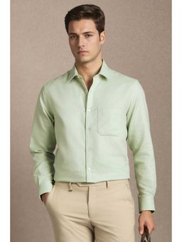 Louis Philippe - Men Light Green Stripe Full Sleeves Formal Shirt