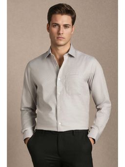 Louis Philippe - Men Grey Textured Full Sleeves Formal Shirt