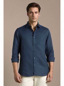 Louis Philippe - Men Navy Solid Full Sleeves Formal Shirt