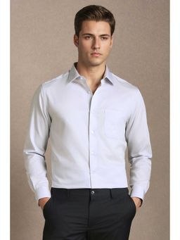 Louis Philippe - Men Light Grey Solid Full Sleeves Formal Shirt