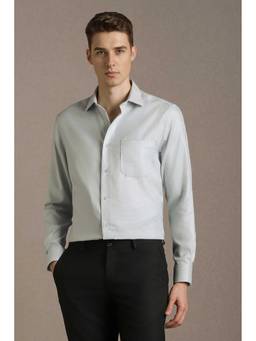 Louis Philippe - Men Aqua Textured Full Sleeves Formal Shirt