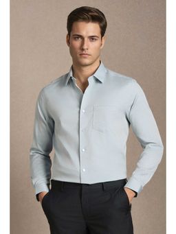 Louis Philippe - Men Grey Textured Full Sleeves Formal Shirt