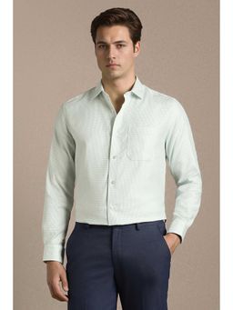 Louis Philippe - Men Light Green Textured Full Sleeves Formal Shirt