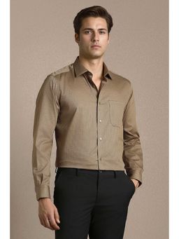 Louis Philippe - Men Brown Textured Full Sleeves Formal Shirt