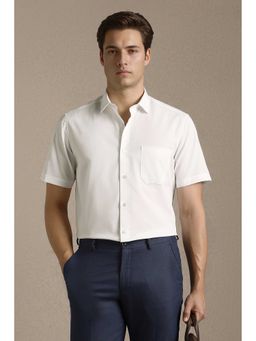 Louis Philippe - Men White Solid Half Sleeves Formal Shirt