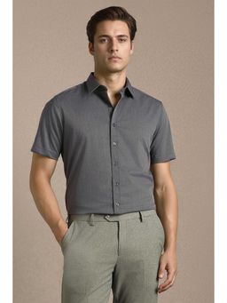 Louis Philippe - Men Grey Solid Half Sleeves Formal Shirt