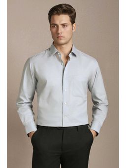 Louis Philippe - Men Grey Textured Full Sleeves Formal Shirt