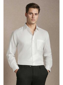 Louis Philippe - Men White Textured Full Sleeves Formal Shirt