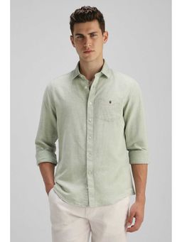 Louis Philippe - Men Green Textured Full Sleeves Casual Shirt