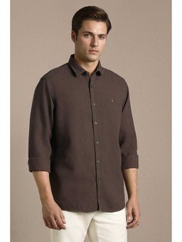 Louis Philippe - Men Brown Textured Full Sleeves Casual Shirt