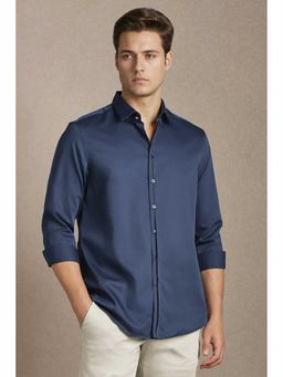 Louis Philippe - Men Navy Solid Full Sleeves Casual Shirt