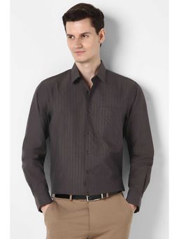Peter England - Men Brown Nuvo Fit Full Sleeves Formal Shirt