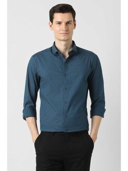 Peter England - Men Teal Slim Fit Shirt