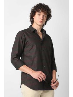 Van Heusen - Men Maroon Print Full Sleeves Party Shirt