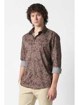 Van Heusen - Men Brown Print Full Sleeves Party Shirt
