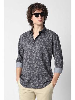Van Heusen - Men Grey Print Full Sleeves Party Shirt