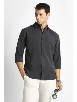 Van Heusen - Men Grey Solid Full Sleeves Party Shirt