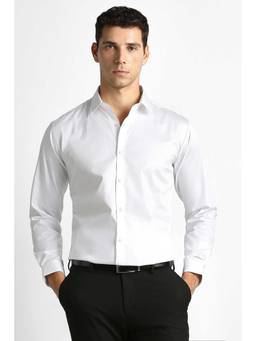 Van Heusen - Men White Solid Full Sleeves Party Shirt