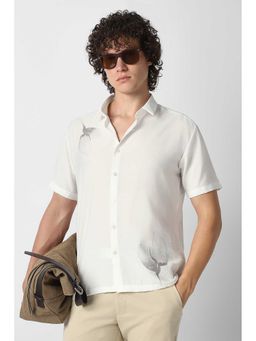 Van Heusen - Men White Print Half Sleeves Party Shirt