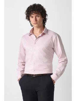 Van Heusen - Men Pink Textured Full Sleeves Formal Shirt