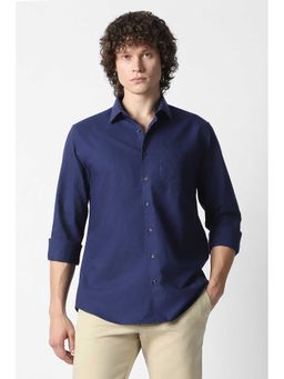 Van Heusen - Men Navy Solid Full Sleeves Formal Shirt