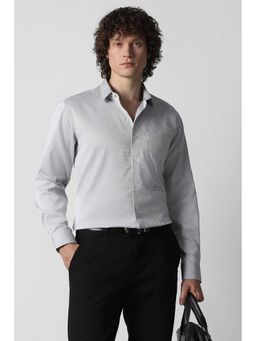 Van Heusen - Men Grey Textured Full Sleeves Formal Shirt
