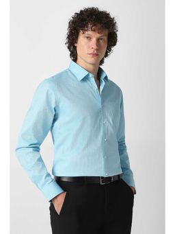 Van Heusen - Men Light Blue Textured Full Sleeves Wedding Shirt