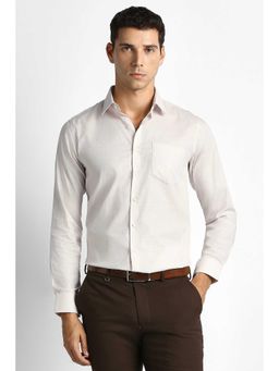Van Heusen - Men Beige Textured Full Sleeves Wedding Shirt