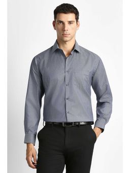Van Heusen - Men Grey Textured Full Sleeves Formal Shirt