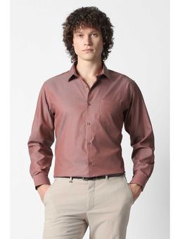 Van Heusen - Men Maroon Textured Full Sleeves Formal Shirt