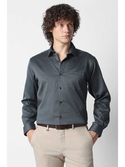 Van Heusen - Men Grey Textured Full Sleeves Formal Shirt