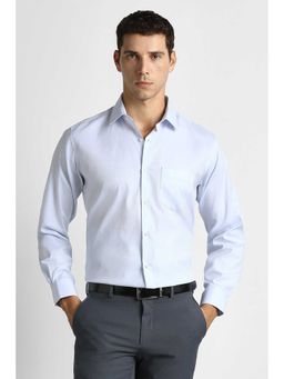 Van Heusen - Men Light Blue Textured Full Sleeves Formal Shirt
