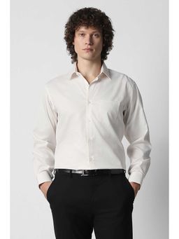 Van Heusen - Men Beige Textured Full Sleeves Formal Shirt