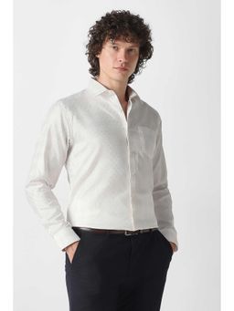 Van Heusen - Men White Textured Full Sleeves Formal Shirt