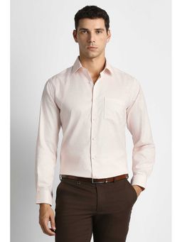 Van Heusen - Men Peach Textured Full Sleeves Formal Shirt
