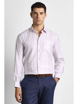 Van Heusen - Men Pink Check Full Sleeves Formal Shirt