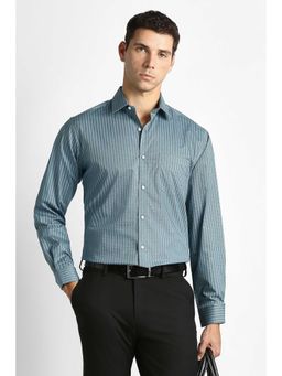 Van Heusen - Men Blue Print Full Sleeves Formal Shirt