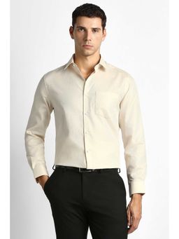 Van Heusen - Men Cream Textured Full Sleeves Wedding Shirt