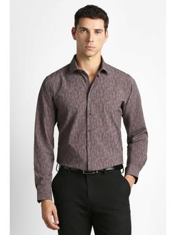 Van Heusen - Men Brown Textured Full Sleeves Formal Shirt