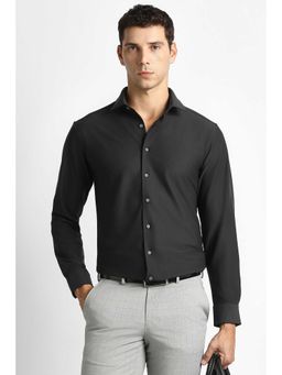 Van Heusen - Men Black Solid Full Sleeves Formal Shirt