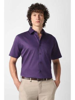 Van Heusen - Men Purple Solid Half Sleeves Wedding Shirt